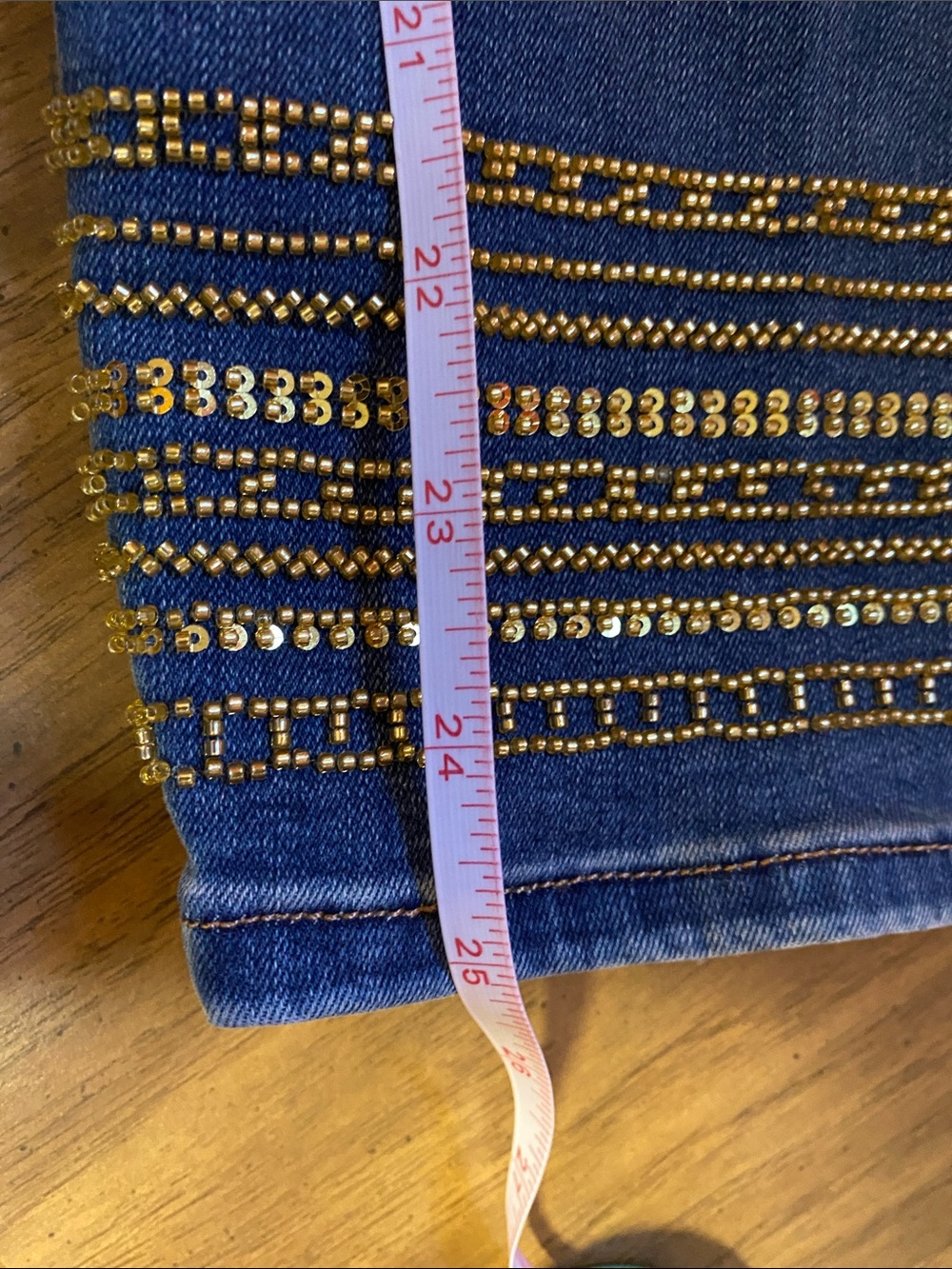 White House Black Market Cropped Jeans with Gold Embellishments Size 10 - Picture 10 of 11